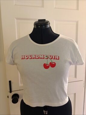Los Angeles Apparel White Cherry Graphic Crop Tee